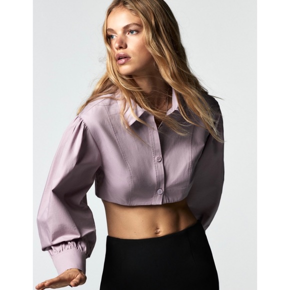 Zara Cropped Poplin Shirt - Picture 2 of 7